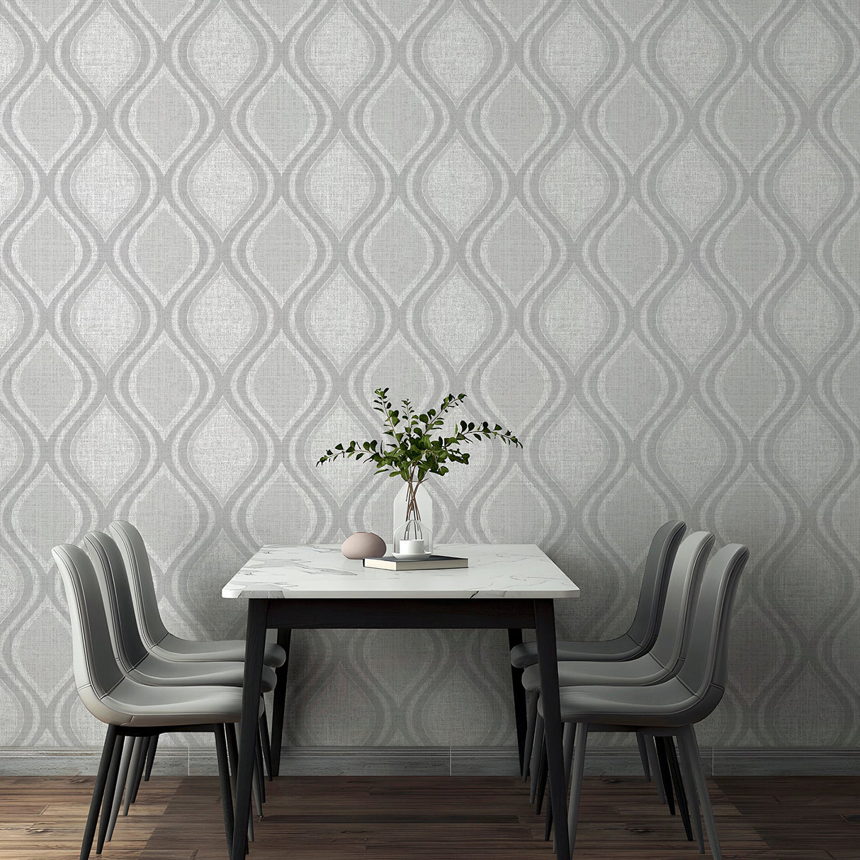 Ignatius Grey by Arthouse Ogee Wallpaper- Brewster Home Fashions AH295101