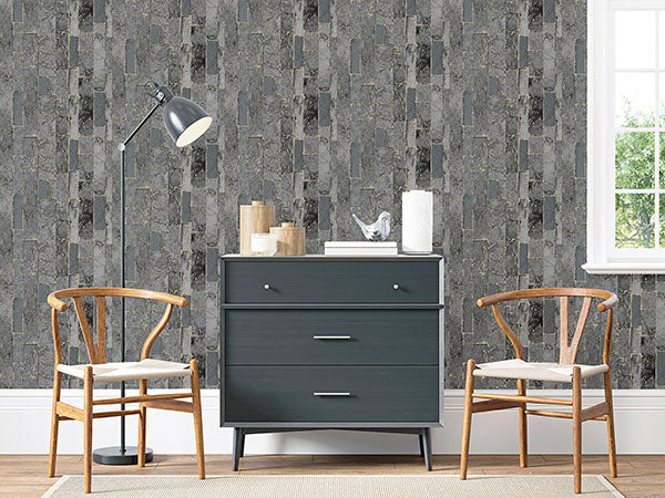 Kintsugi Black by Arthouse Geometric Heavyweight Vinyl Wallpaper – Brewster Home Fashions AH295204