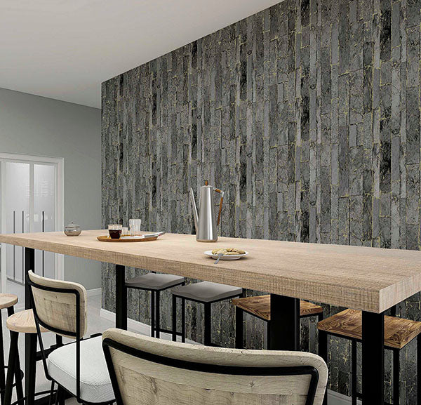Kintsugi Black by Arthouse Geometric Heavyweight Vinyl Wallpaper – Brewster Home Fashions AH295204