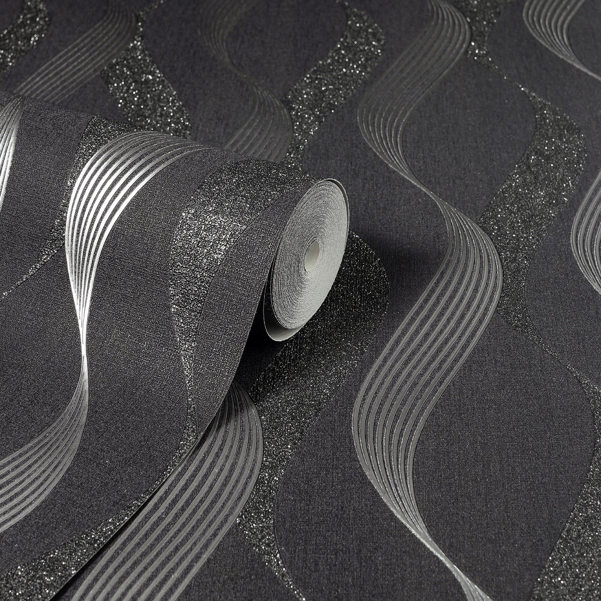 Wilhelmina Black by Arthouse Ribbon Wallpaper- Brewster Home Fashions AH295500
