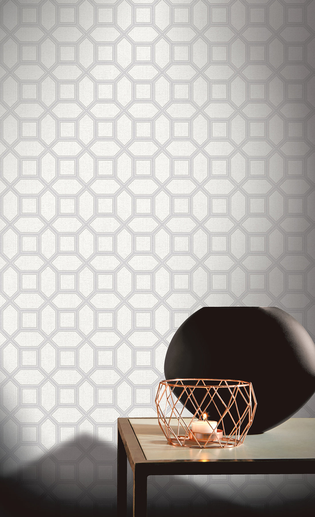 Marjorie Silver Trellis by Arthouse Textured Metallic Wallpaper – Brewster Home Fashions AH295603
