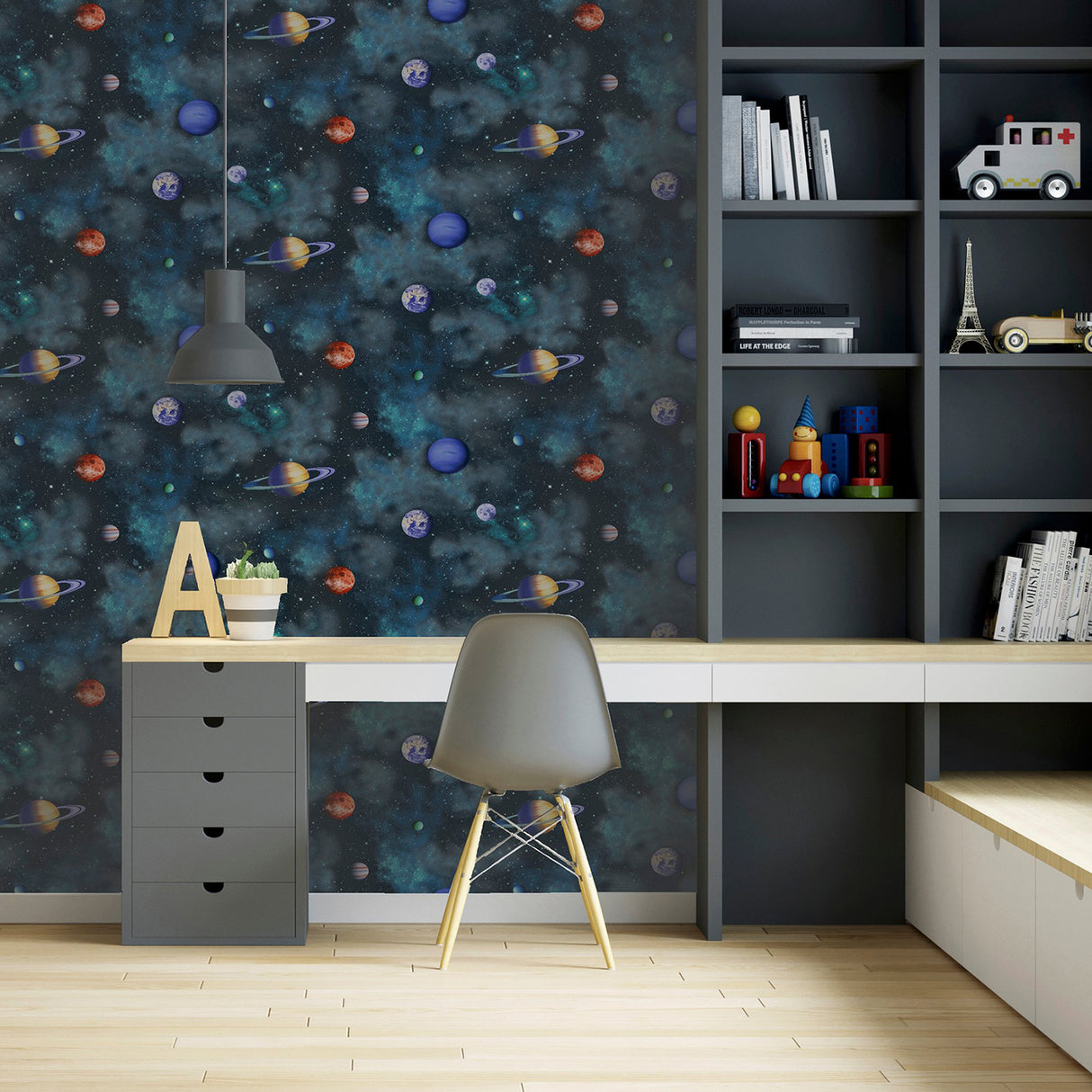Albert Blue Cosmos by Arthouse Outer Space Wallpaper – Brewster Home Fashions AH296000