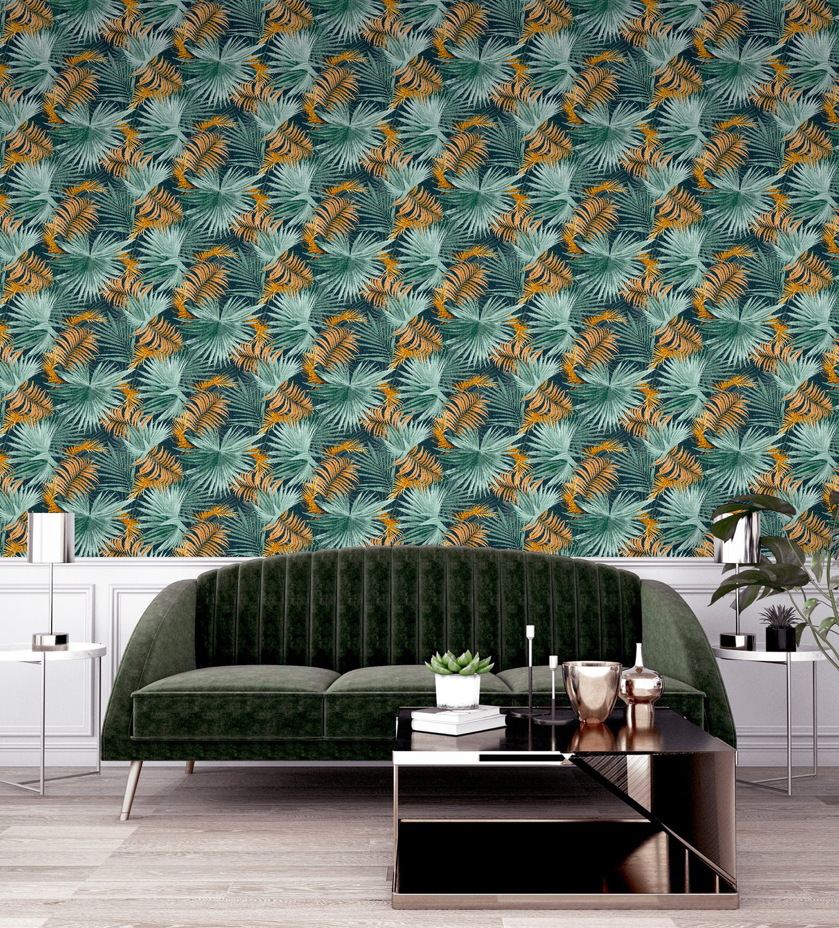 Esau Teal by Arthouse Jungle Palms Wallpaper – Brewster Home Fashions AH296005