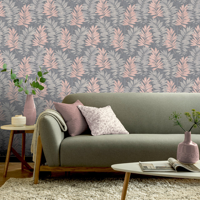Bernis Slate by Arthouse Palm Leaf Wallpaper – Brewster Home Fashions AH296200