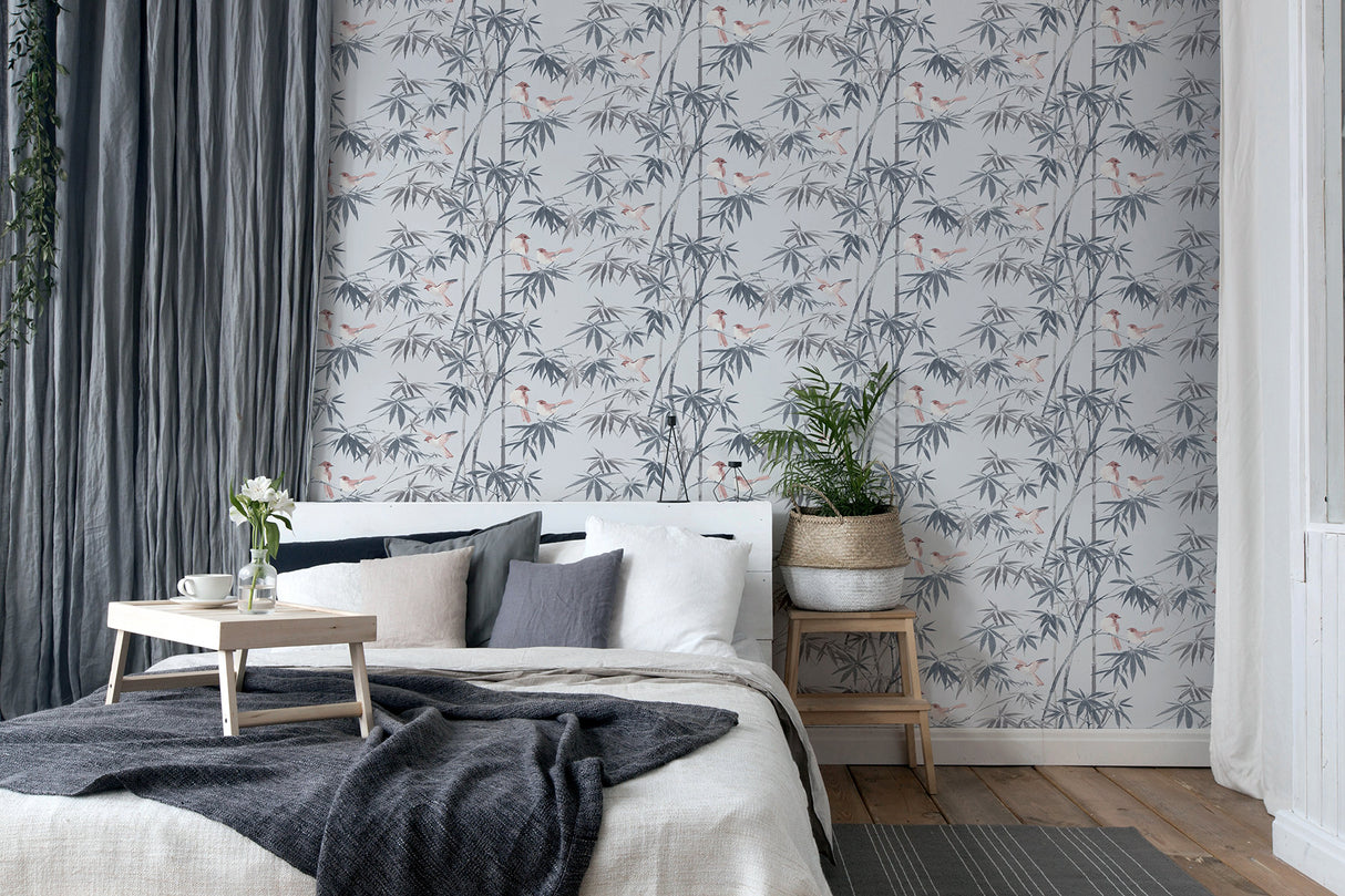 Arisu Grey by Arthouse Birds and Bamboo Wallpaper – Brewster Home Fashions AH296401
