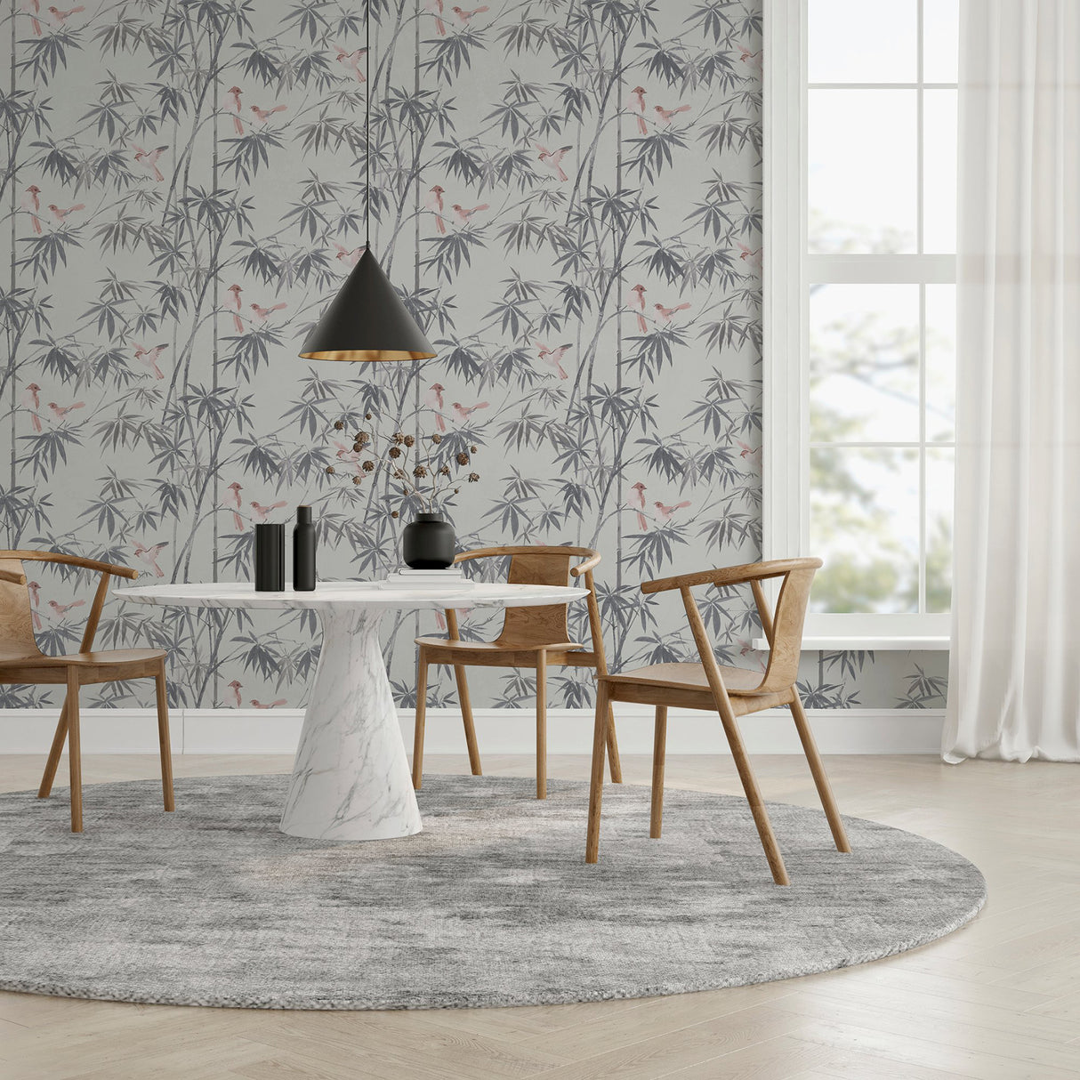 Arisu Grey by Arthouse Birds and Bamboo Wallpaper – Brewster Home Fashions AH296401