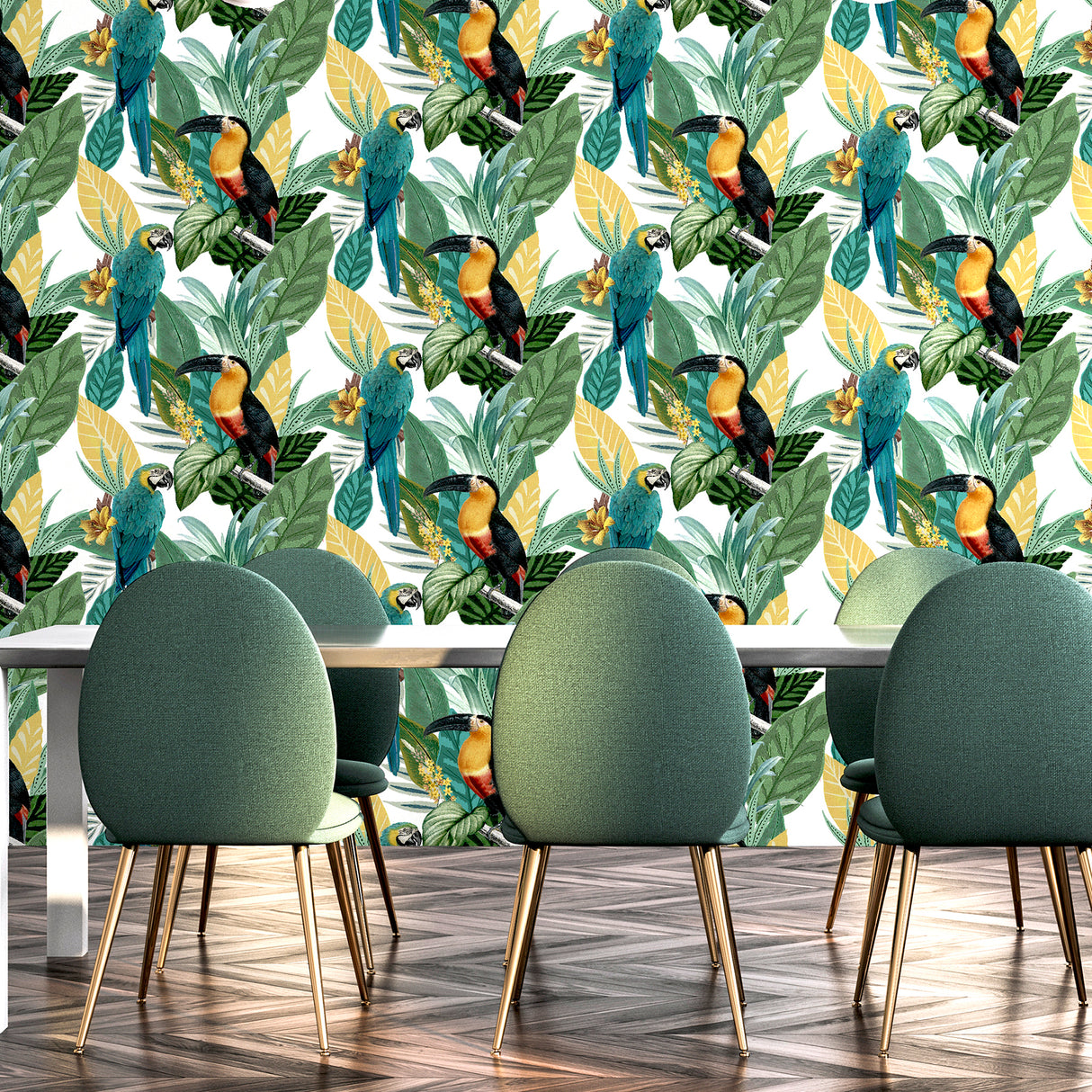 Trudie Multicolor by Arthouse Tropical Birds Wallpaper – Brewster Home Fashions AH296803