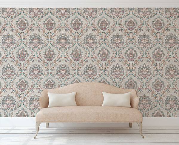 Teigen Multicolor by Arthouse Floral Damask Wallpaper – Brewster Home Fashions AH296909