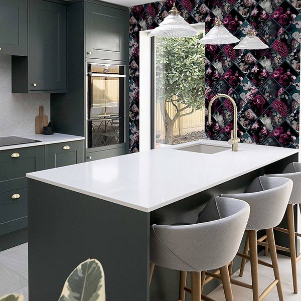 Gianna Purple by Arthouse Floral Squares Wallpaper – Brewster Home Fashions AH297100
