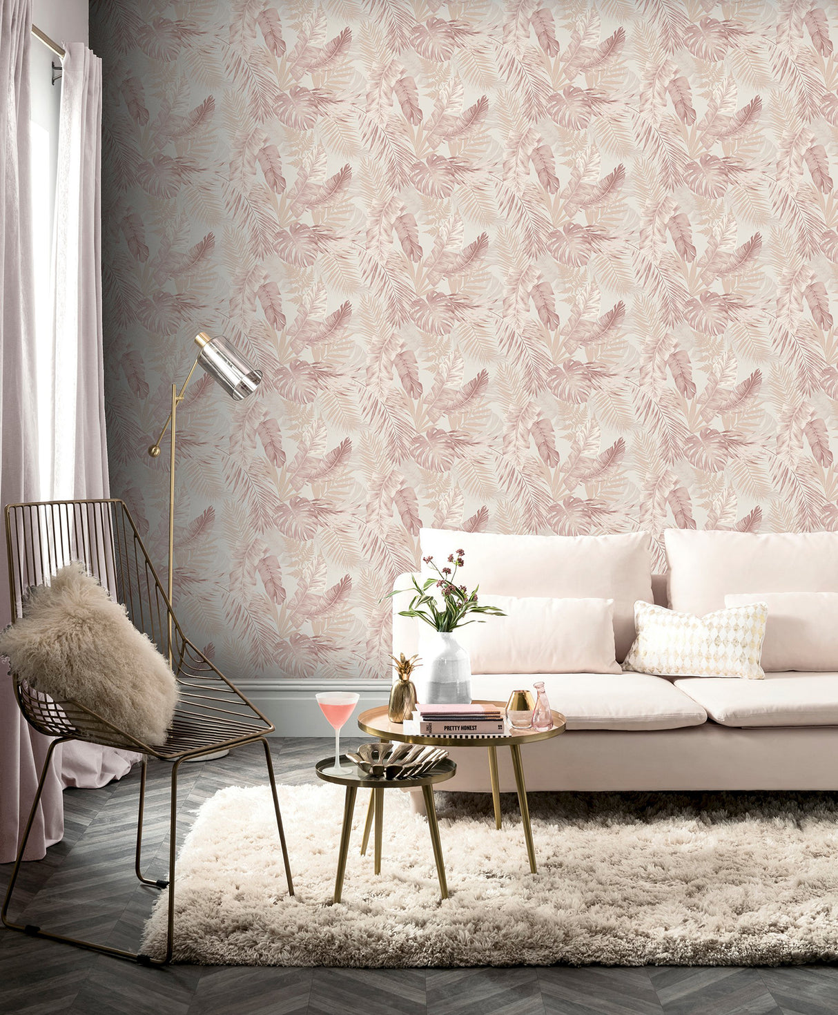 Nell Blush by Arthouse Tropical Wallpaper- Brewster Home Fashions AH297107