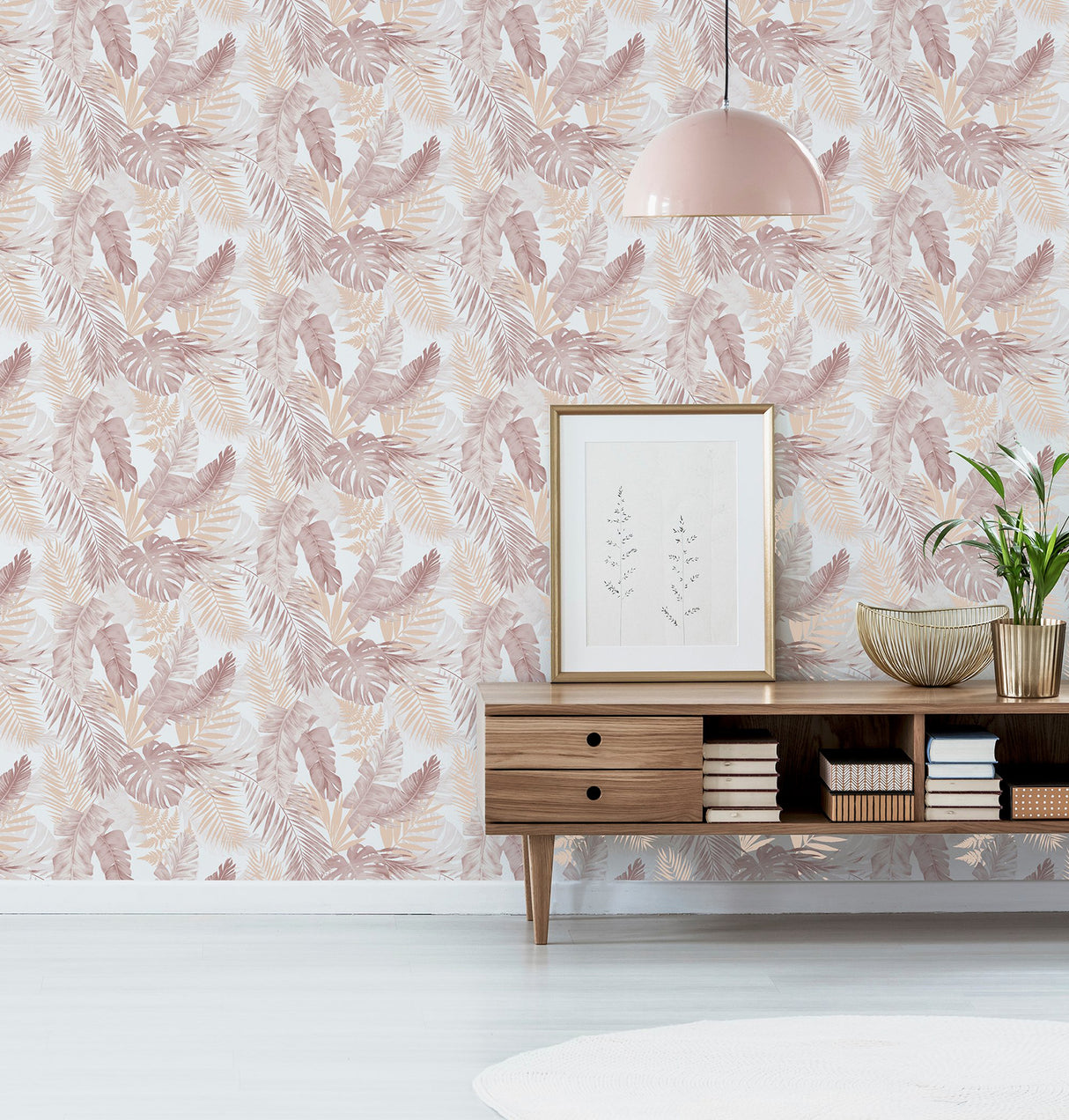 Nell Blush by Arthouse Tropical Wallpaper- Brewster Home Fashions AH297107