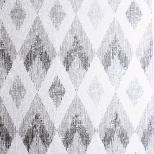 Fitzgerald Grey Ikat Diamond Wallpaper – AH297200 Roll and pattern close-up