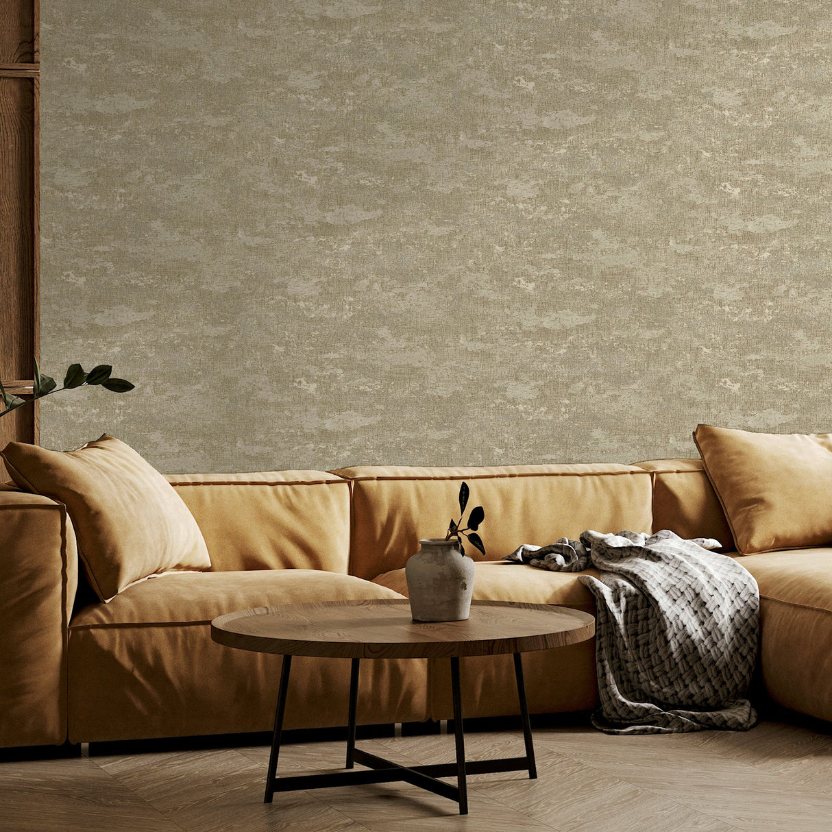 Mercer Neutral Patina by Arthouse Heavyweight Vinyl Wallpaper- Brewster Home Fashions AH297603