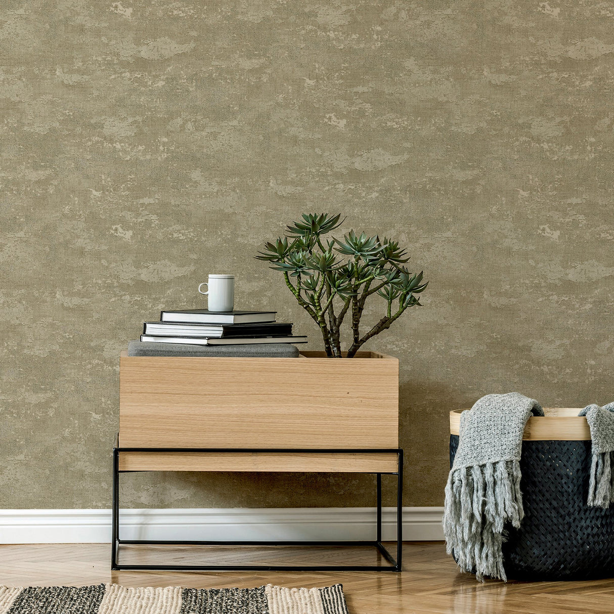 Mercer Neutral Patina by Arthouse Heavyweight Vinyl Wallpaper- Brewster Home Fashions AH297603