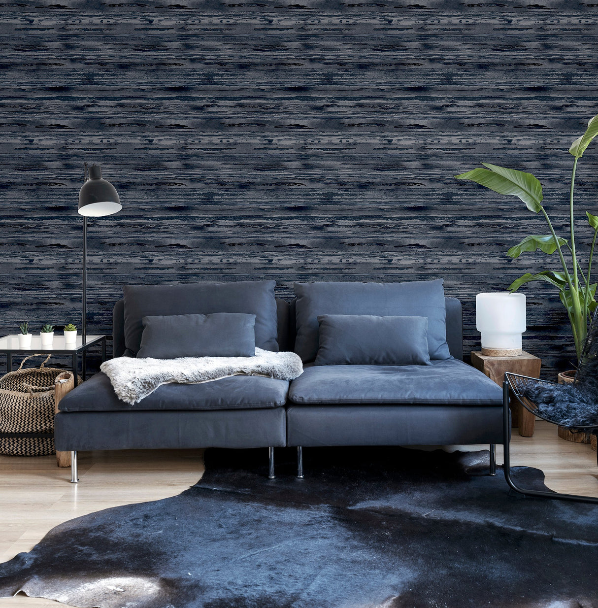 Philomena Denim by Arthouse Striated Wallpaper – Brewster Home Fashions AH297700