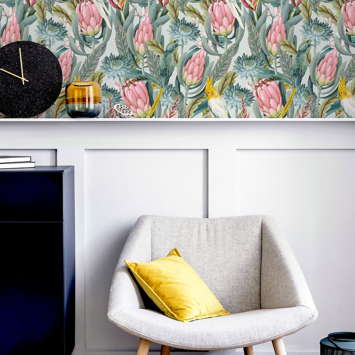 Celia Multicolor by Arthouse Tropical Birds Wallpaper – Brewster Home Fashions AH297905