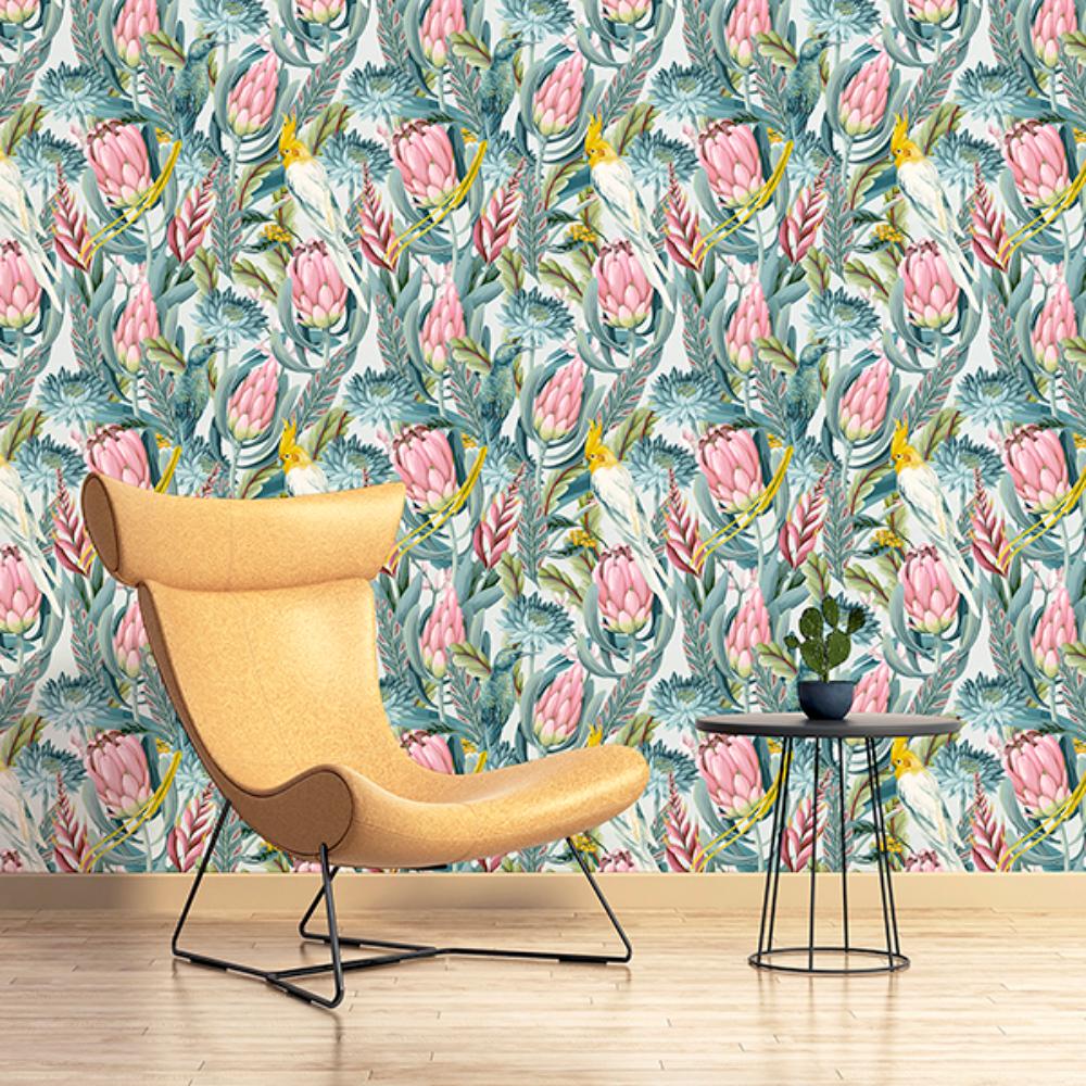 Celia Multicolor by Arthouse Tropical Birds Wallpaper – Brewster Home Fashions AH297905