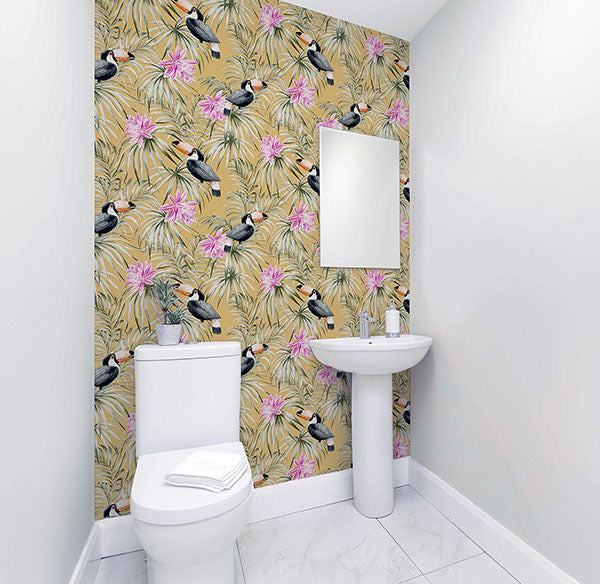 Emmeline Yellow by Arthouse Toucan Wallpaper- Brewster Home Fashions AH298301