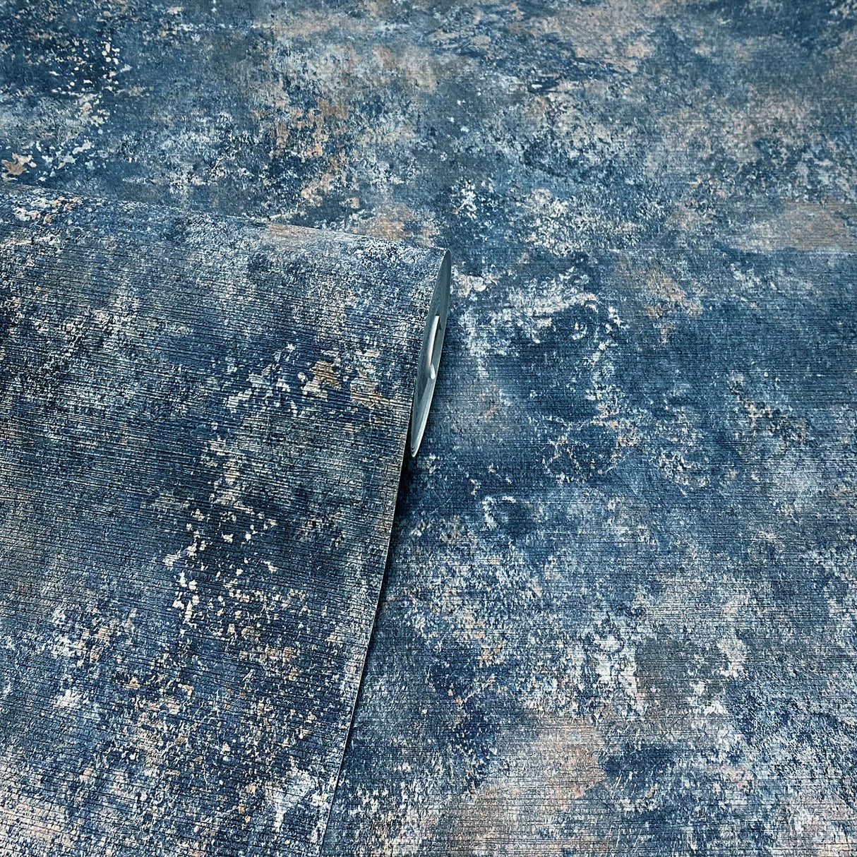 Gideon Dark Blue by Arthouse Distressed Heavyweight Vinyl Wallpaper- Brewster AH298602