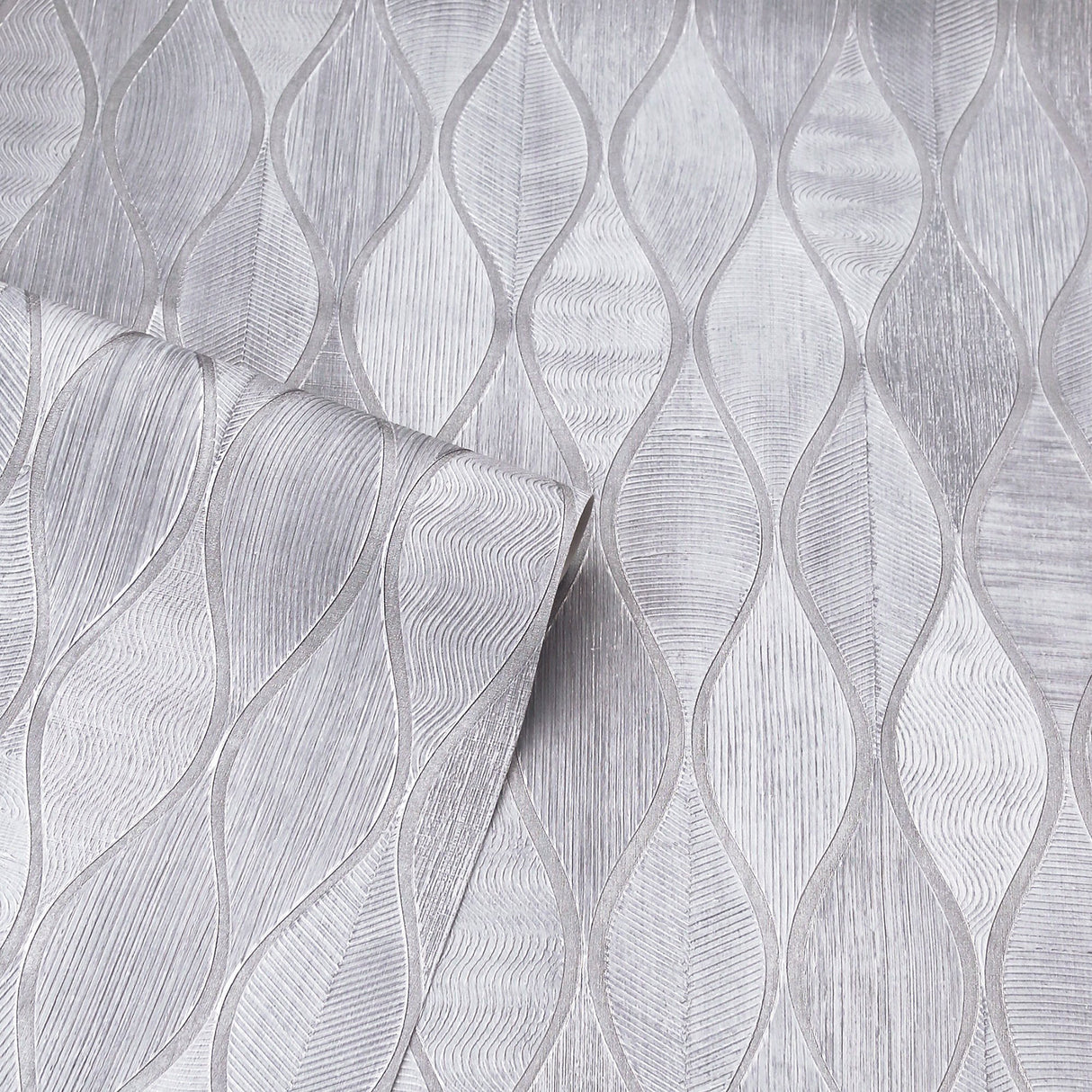 Mattais Silver by Arthouse Ogee Wallpaper- Brewster Home Fashions AH299001