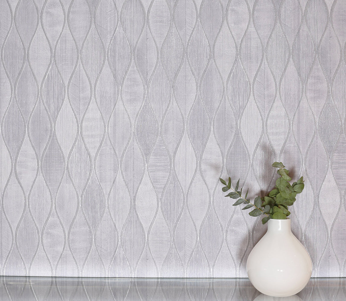 Mattais Silver by Arthouse Ogee Wallpaper- Brewster Home Fashions AH299001