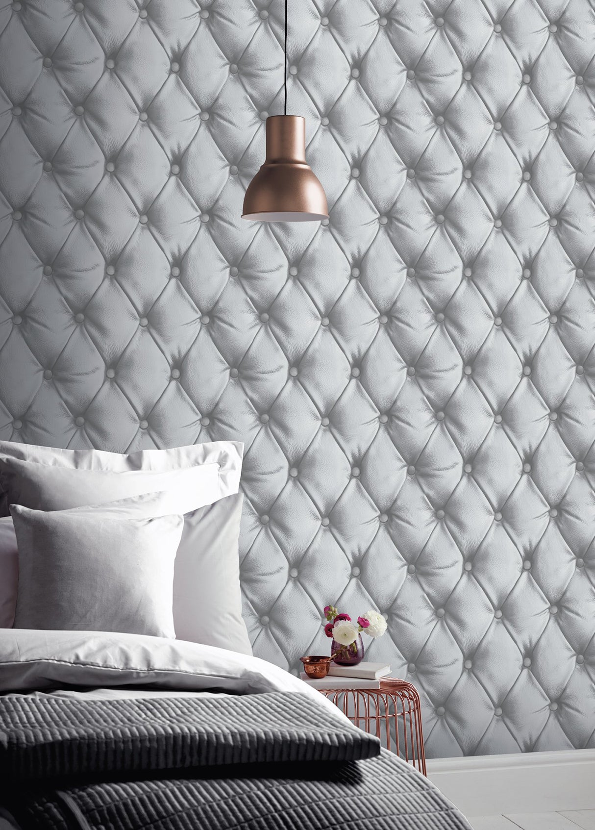 Ella Silver by Arthouse Tufted Wallpaper- Brewster Home Fashions AH618104