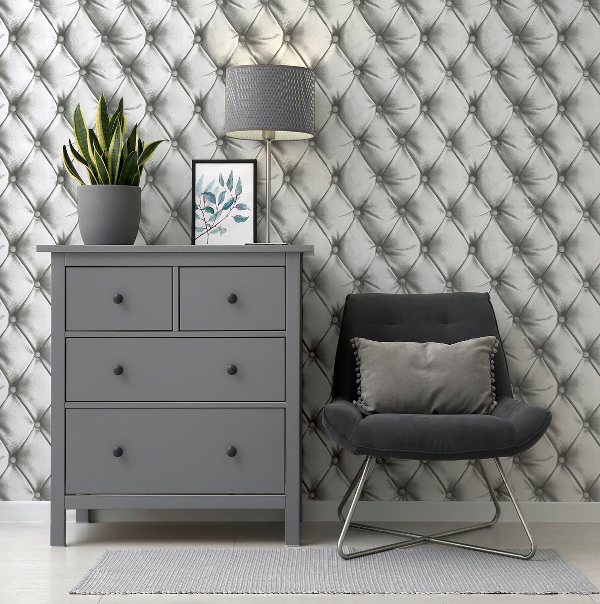Ella Silver by Arthouse Tufted Wallpaper- Brewster Home Fashions AH618104