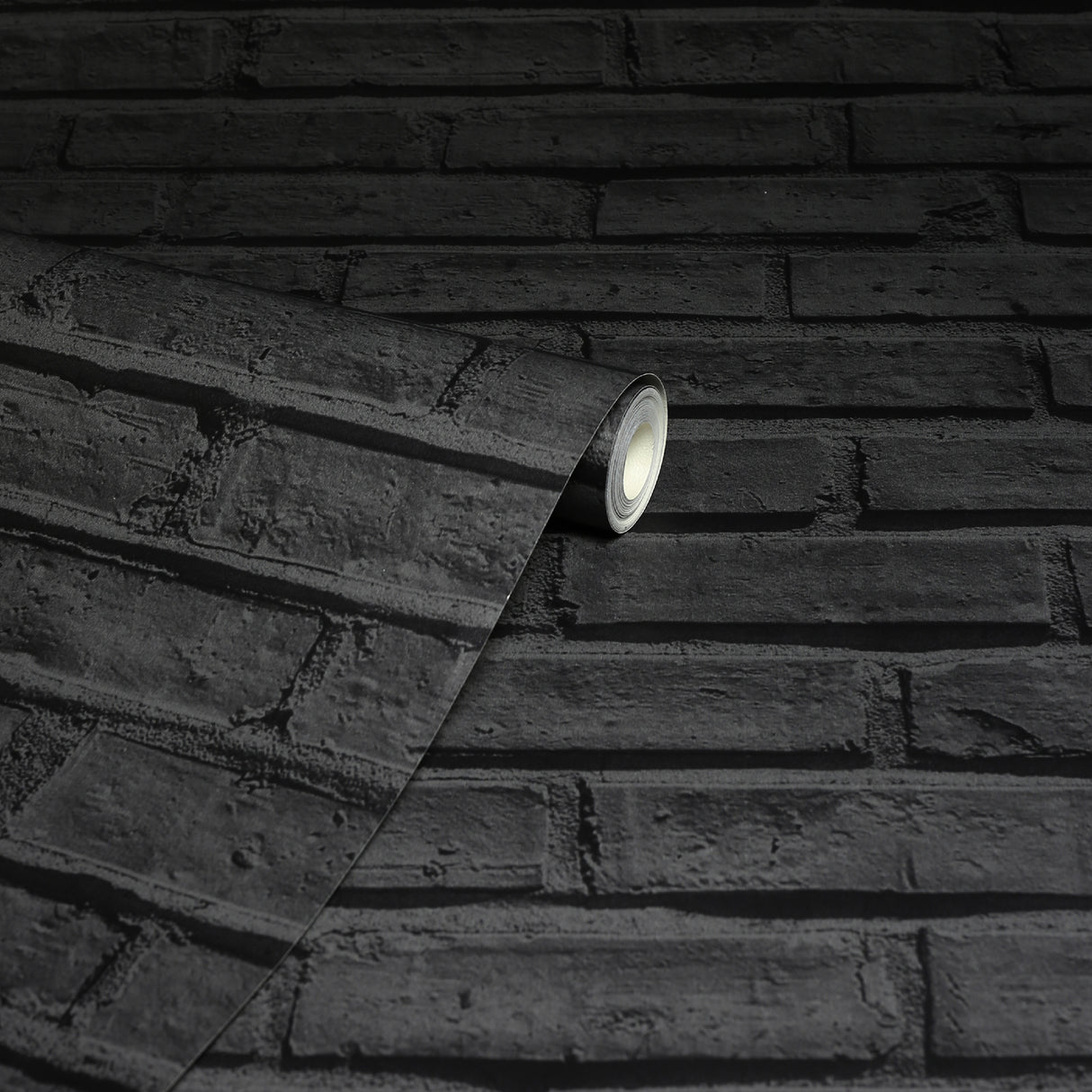 Abner Black by Arthouse 20.9in x 33ft Industrial Textured Peelable Washable Brick Wallpaper - Brewster Home Fashions AH623007-Sample