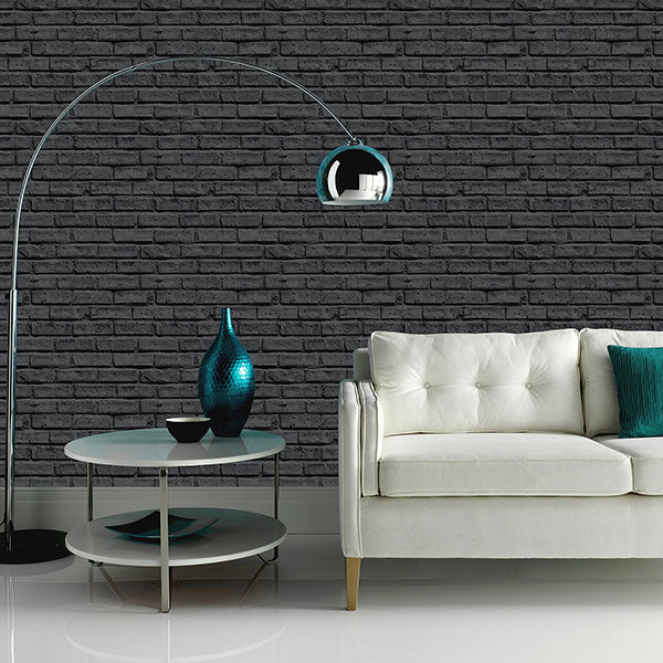 Abner Black by Arthouse Brick Wallpaper – Brewster Home Fashions AH623007