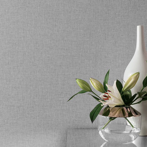 Maisie Grey Linen by Arthouse Faux Linen Wallpaper – Brewster Home Fashions AH676007