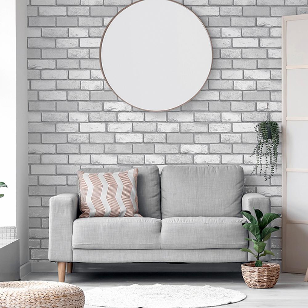 Myron Dove Metallic Brick by Arthouse Wallpaper – Brewster Home Fashions AH692201