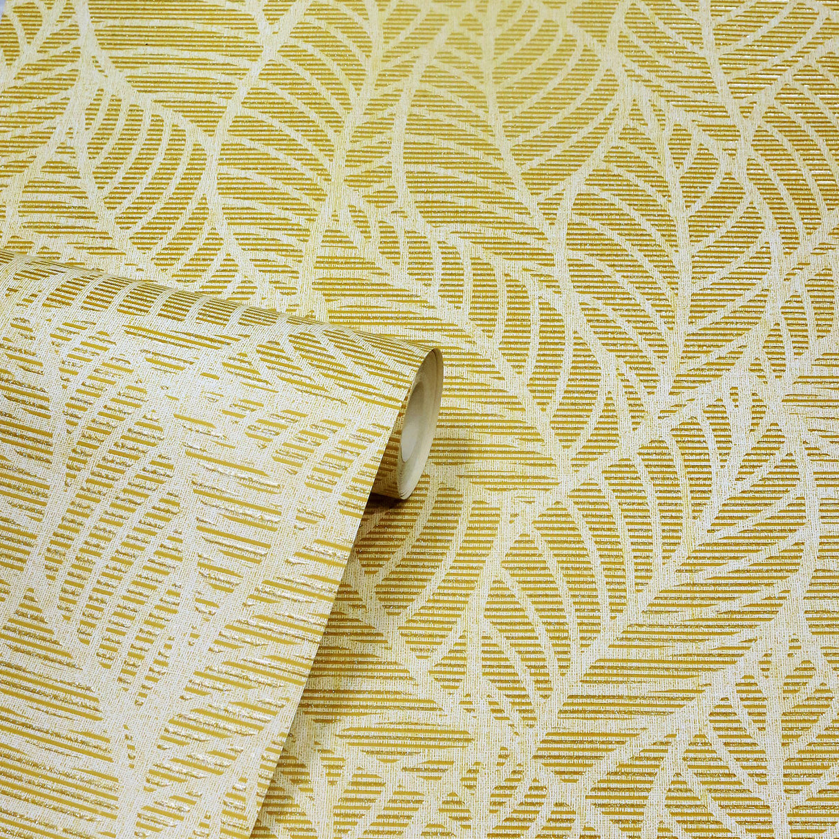 Mavis Mustard by Arthouse Leaf Wallpaper- Brewster Home Fashions AH692506