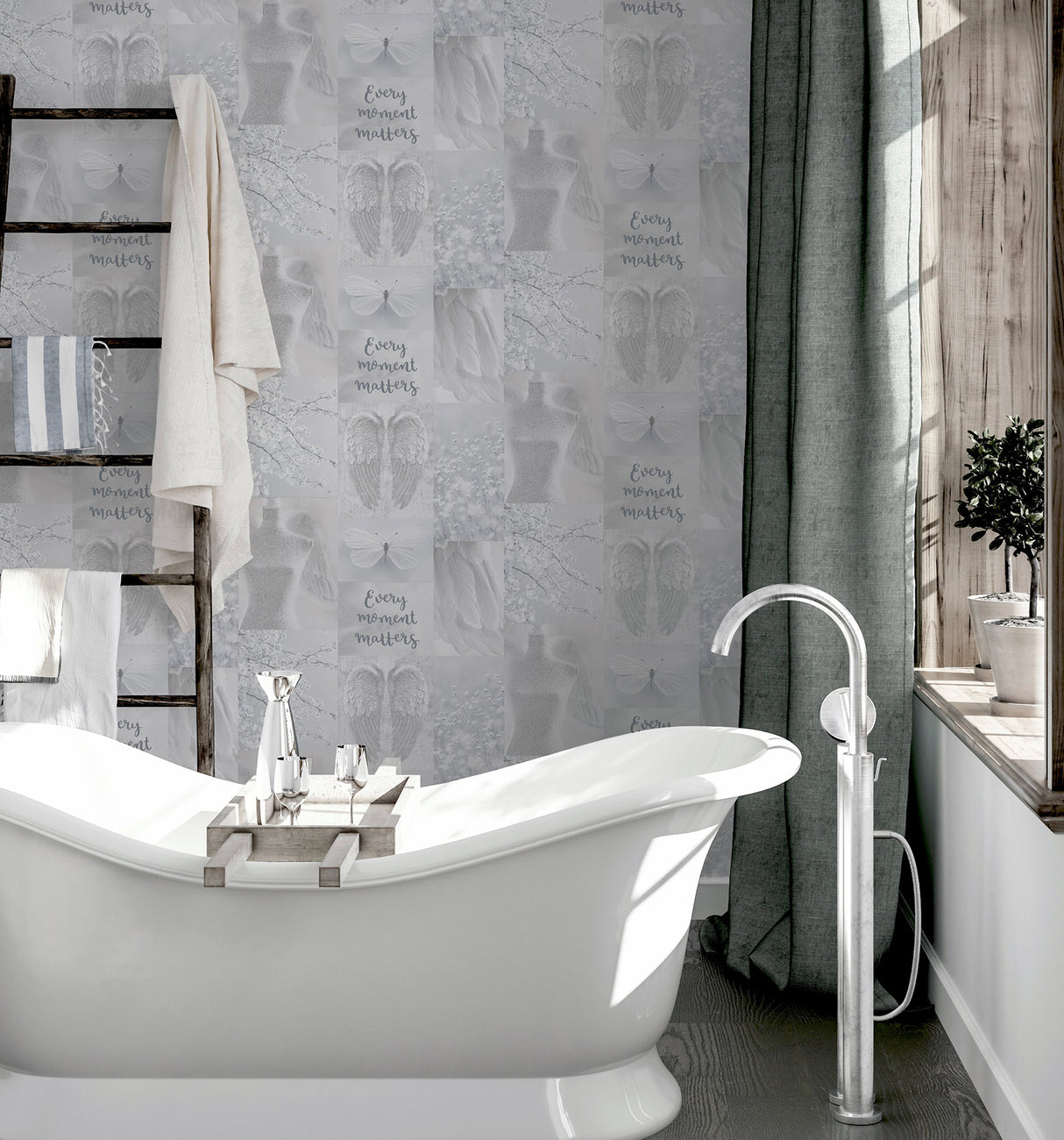Chou Light Grey by Arthouse Inspirational Wallpaper – Brewster Home Fashions AH692800