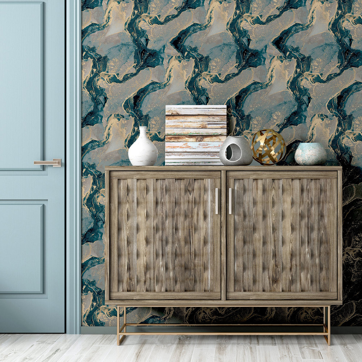 Ursula Dark Blue by Arthouse Abstract Wallpaper- Brewster Home Fashions AH693404