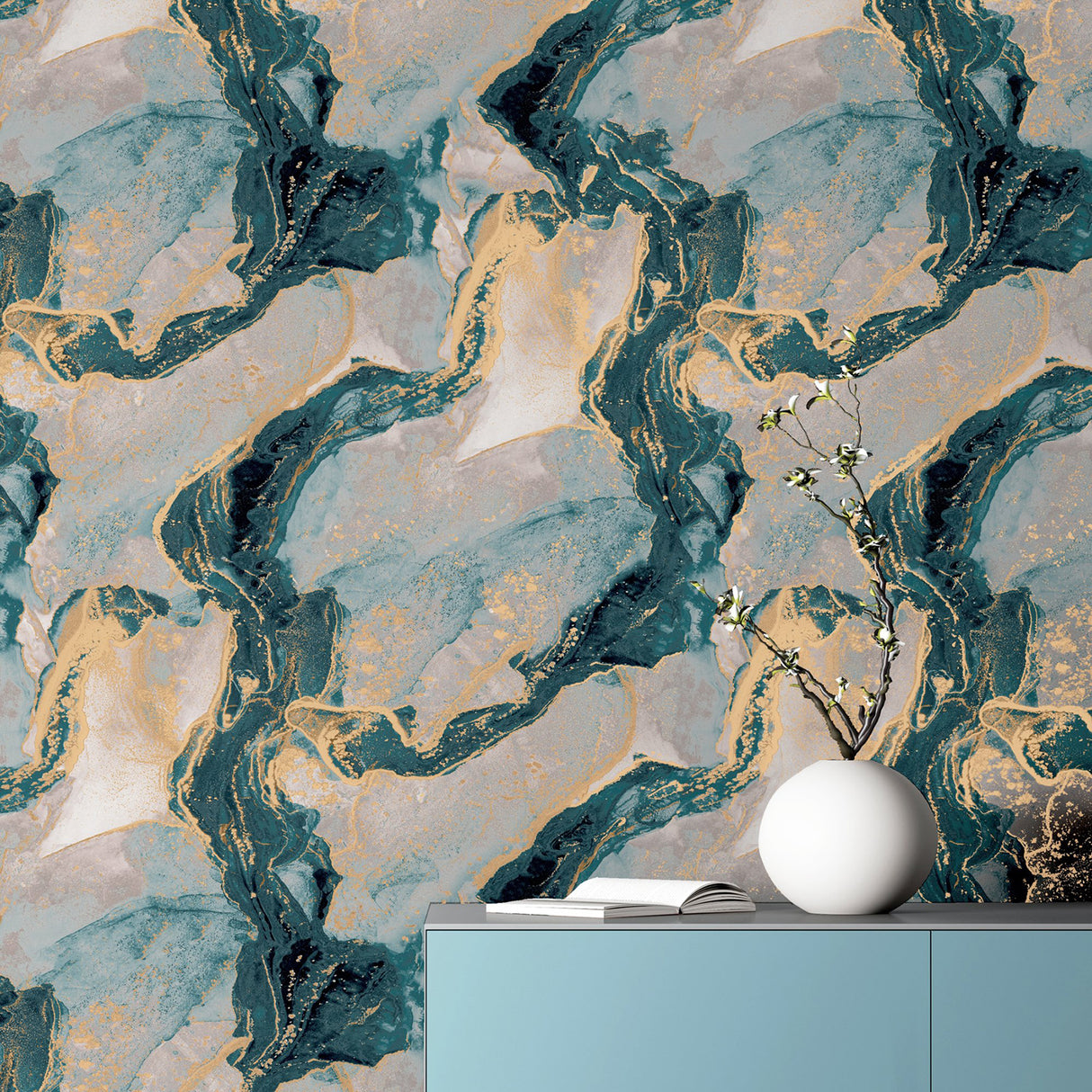 Ursula Dark Blue by Arthouse Abstract Wallpaper- Brewster Home Fashions AH693404