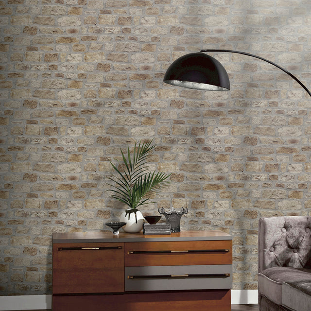 Atticus Neutral by Arthouse Country Stone Wallpaper – Brewster Home Fashions AH696500
