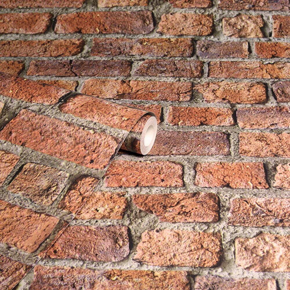 Clifford Red by Arthouse Urban Brick Wallpaper – Brewster Home Fashions AH696600