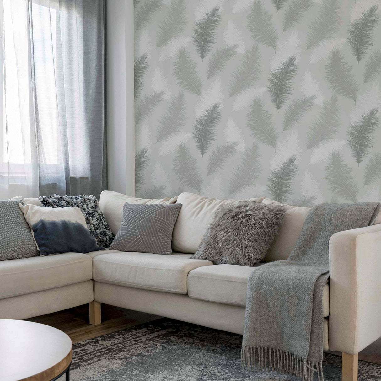Sussurro Grey by Arthouse Feathers Wallpaper- Brewster Home Fashions AH901705