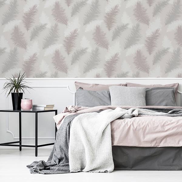 Sussurro Pink by Arthouse Feathers Wallpaper – Brewster Home Fashions AH901706
