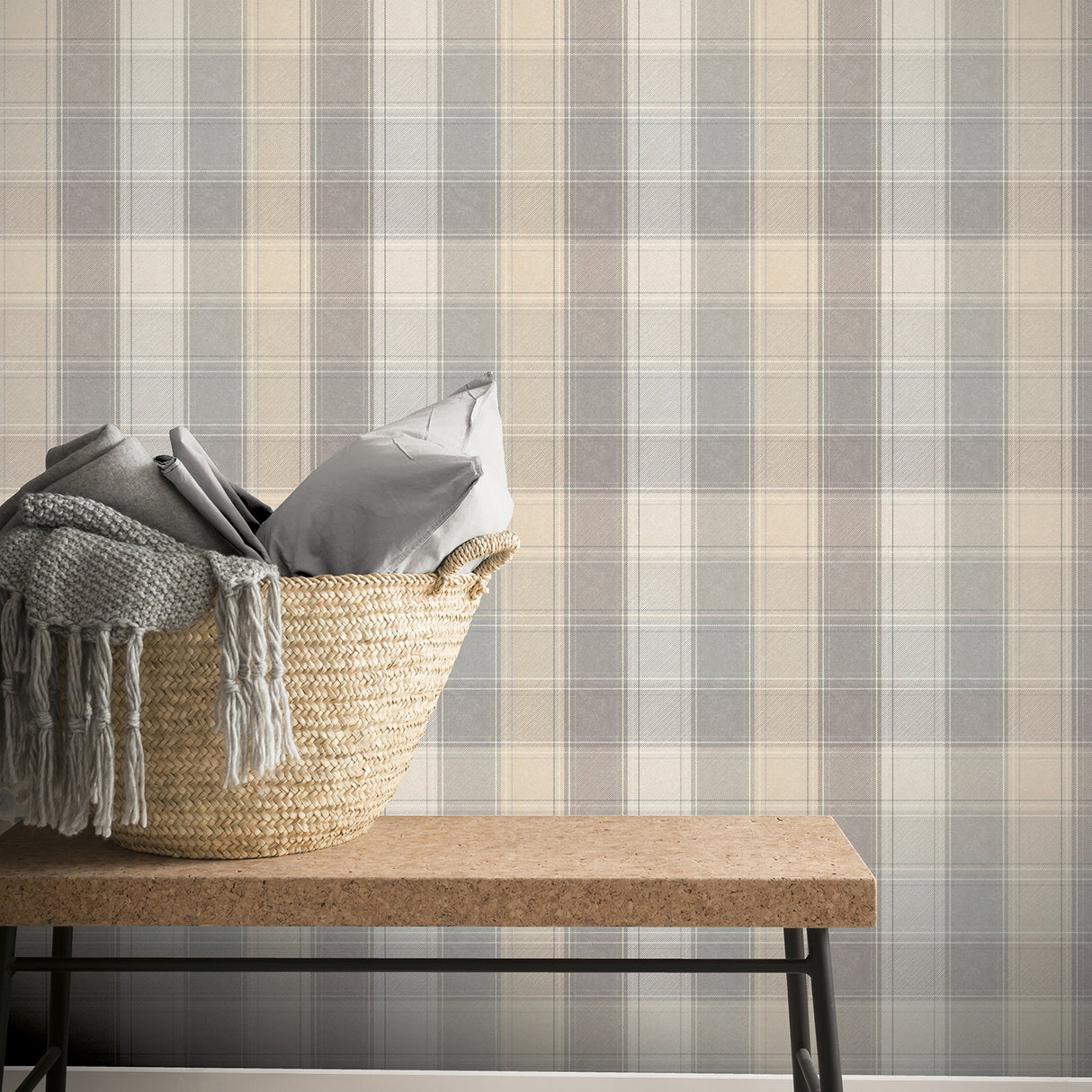 Geraldine Grey by Arthouse Plaid Wallpaper- Brewster Home Fashions AH901902