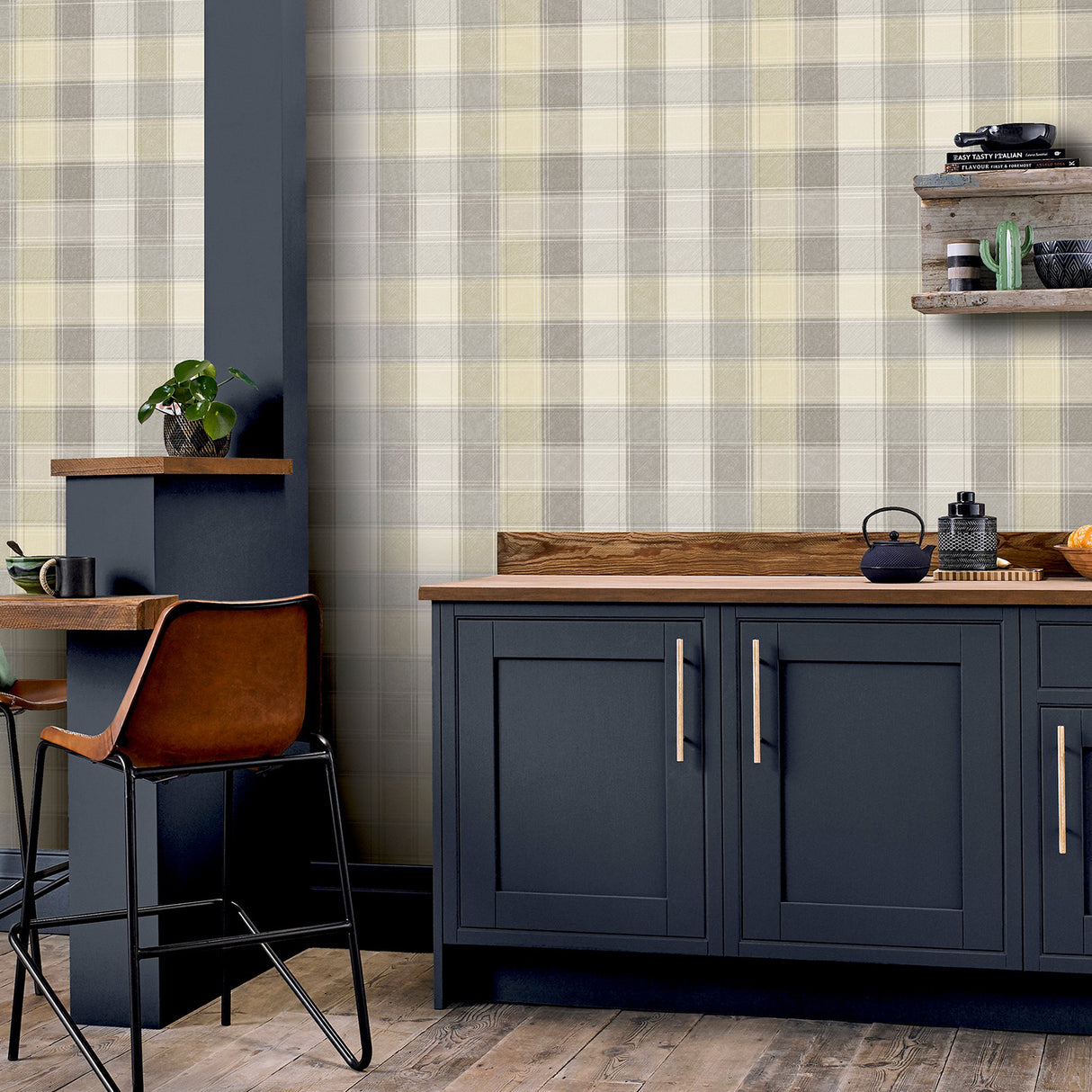 Geraldine Grey by Arthouse Plaid Wallpaper- Brewster Home Fashions AH901902
