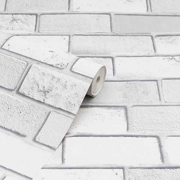 Irving White Diamond Brick White by Arthouse Faux Brick Wallpaper – Brewster Home Fashions AH902009