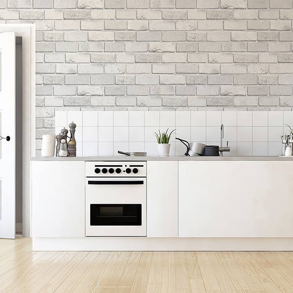 Irving White Diamond Brick White by Arthouse Faux Brick Wallpaper – Brewster Home Fashions AH902009