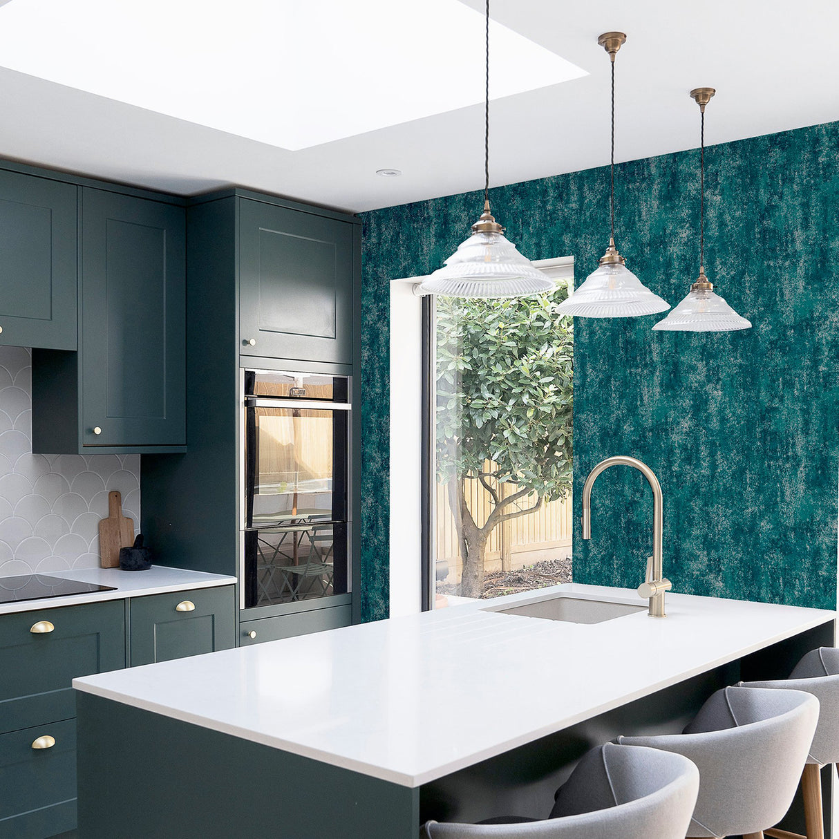 Velour Teal by Arthouse Distressed Blown Vinyl Wallpaper – Brewster AH904005