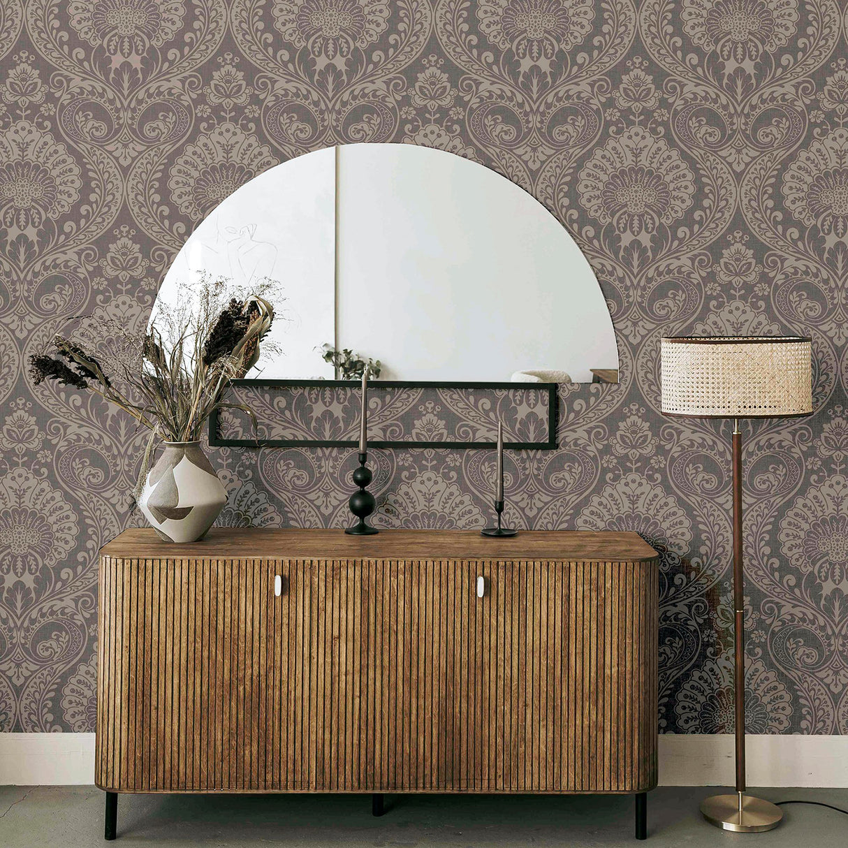 Berenice Rose Gold Luxe Rose Gold by Arthouse Damask Wallpaper- Brewster Home Fashions AH906605