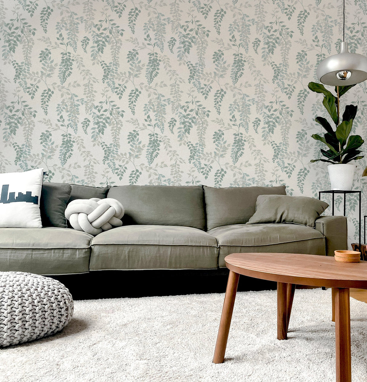 Manami Green Wisteria by Arthouse Botanical Wallpaper – Brewster Home Fashions AH907005