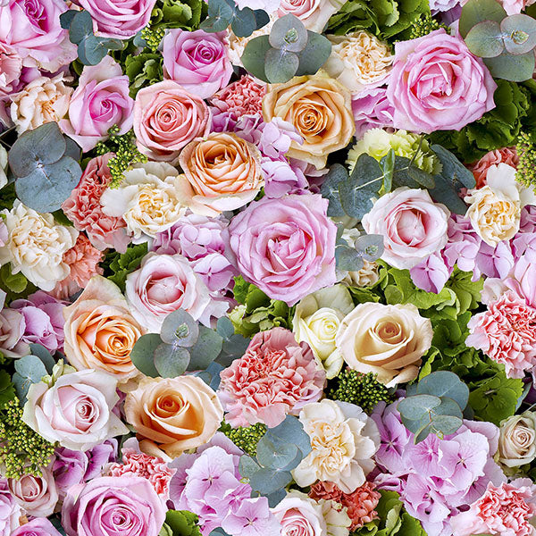 Deirdre Pink Floral Wallpaper by Arthouse showing photoreal roses and greenery