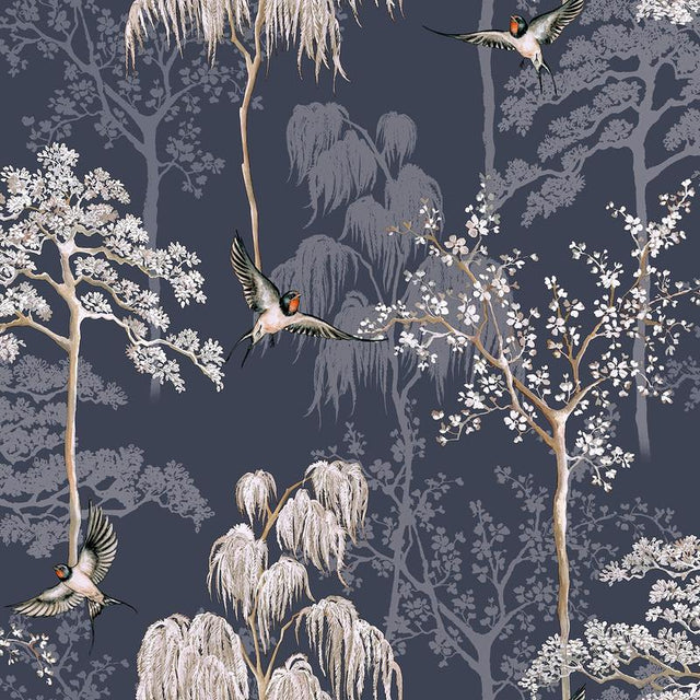 Arthouse Asuka Blue Sparrow Forest Wallpaper AH908106