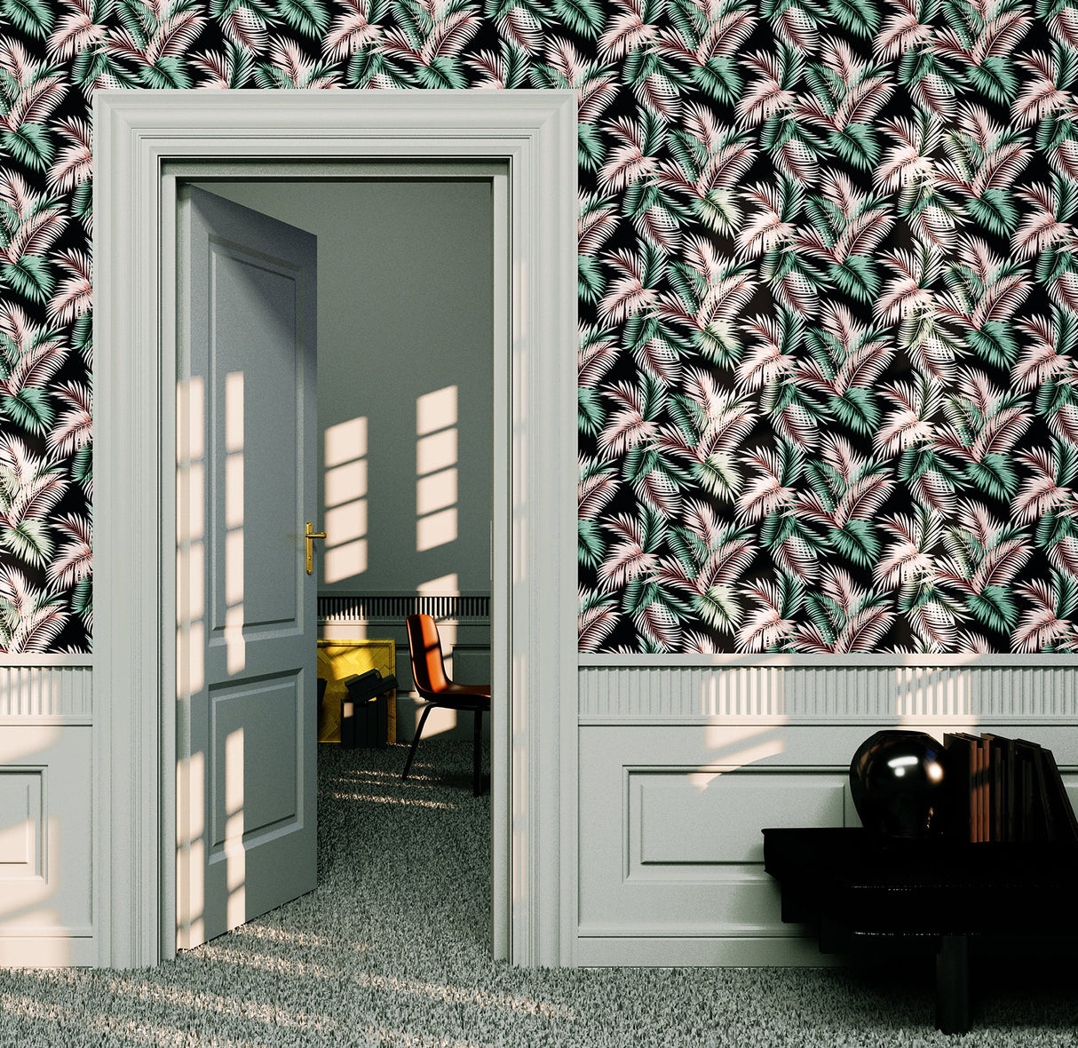 Eliza Sea Green by Arthouse Palm Fronds Wallpaper- Brewster Home Fashions AH908308