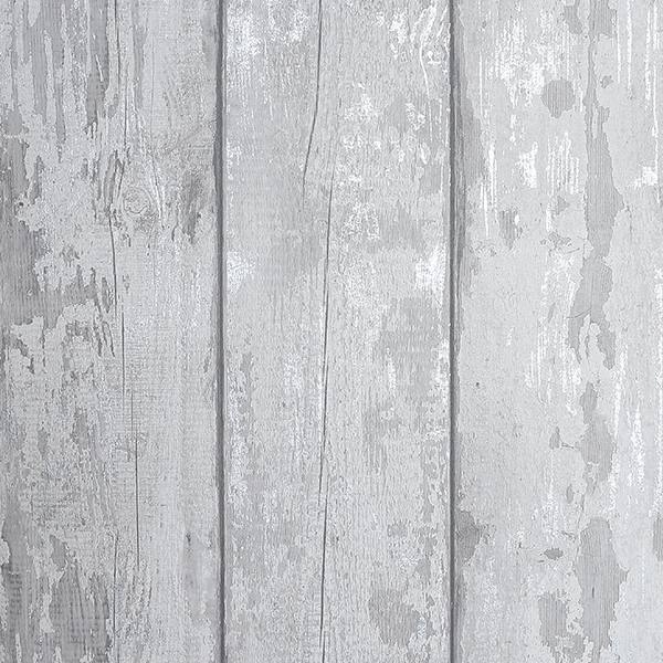 Ambrose Grey Wood Plank Wallpaper room scene
